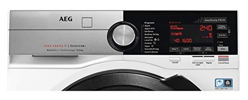 AEG L9WEC163C Lavasecadora de Libre Instalación, Carga Frontal, Lava 10 Kg, Seca 6 Kg, 1600 rpm, Serie 9000, Motor Inverter, Programa NonStop, Panel LCD, WiFi, Puerta XL Negra, Blanca, Clase A-40%