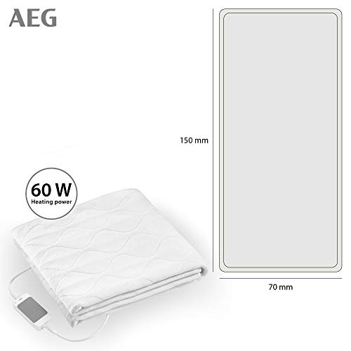AEG WUB 5647 - Calientacamas eléctrico, 70 x 150 cm, apagado automático, 3 niveles, 60W, blanco