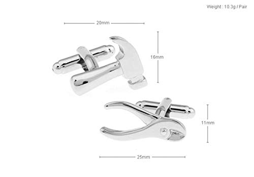 Aeici Gemelos para Novio Gemelos Camisa Hombre Boda Martillo Y Alicates Gemelo Camisa Plata