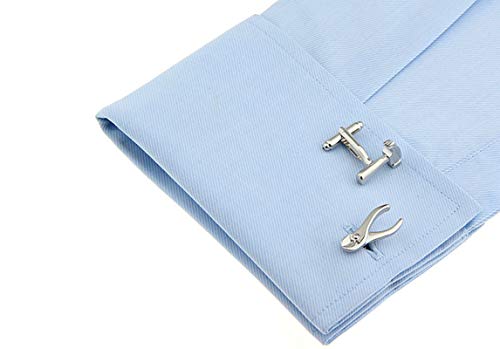 Aeici Gemelos para Novio Gemelos Camisa Hombre Boda Martillo Y Alicates Gemelo Camisa Plata