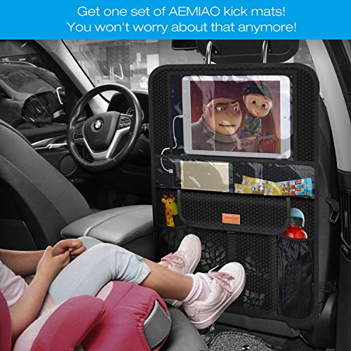 AEMIAO 2 PCS Organizadores para Asientos de Coches, Impermeable Protector de Asiento, Universal Protector Trasero del Asiento de Coche Cubierta para Asiento Trasero de Coche con Sorporte iPad 12.9"
