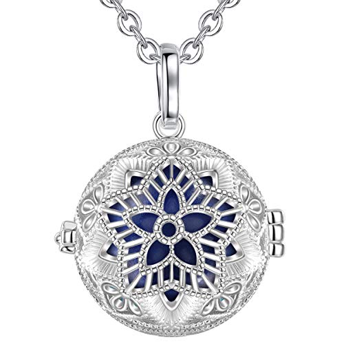 AEONSLOVE Llamador de Angeles Embarazada, Colgantes Mujer Flor Colgante Carillón Música Cadena Collar Música Timbre Bell Bola Mujeres Joyas Niñas, Damas, Profesor, Madres y Hermanas