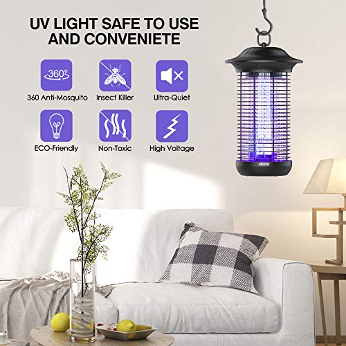 Aerb Lámpara Antimosquitos Eléctrico UV 18W, LED Mosquito Lámpara Trampa, 4000V Potencia de Alto Voltaje, Matar Mosquitos, Moscas, Polillas, para hogar