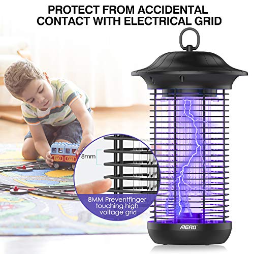 Aerb Lámpara Antimosquitos Eléctrico UV 18W, LED Mosquito Lámpara Trampa, 4000V Potencia de Alto Voltaje, Matar Mosquitos, Moscas, Polillas, para hogar