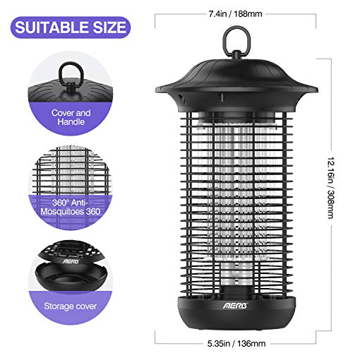 Aerb Lámpara Antimosquitos Eléctrico UV 18W, LED Mosquito Lámpara Trampa, 4000V Potencia de Alto Voltaje, Matar Mosquitos, Moscas, Polillas, para hogar