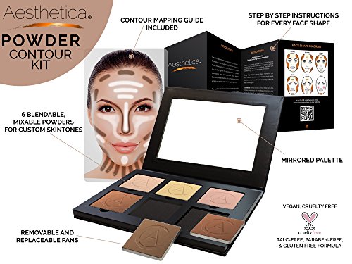 Aesthetica cosméticos Contour y resaltar Kit de maquillaje de paleta de maquillaje contorno – fáciles de seguir instrucciones paso a paso incluido