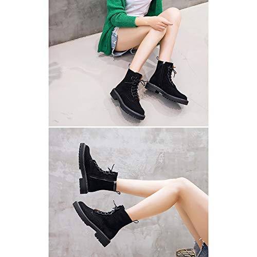 AFANG Botines Mujer Botas Bajo, Bloque Tacón Botas Invierno Antideslizante Empalme, Botines Tacon Alto Plataforma Zapatos Botas Martin Botas Cortas Casual Fiesta Clásico Comodos Botas Nieve,A,39