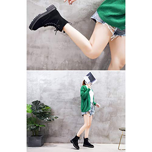 AFANG Botines Mujer Botas Bajo, Bloque Tacón Botas Invierno Antideslizante Empalme, Botines Tacon Alto Plataforma Zapatos Botas Martin Botas Cortas Casual Fiesta Clásico Comodos Botas Nieve,A,39