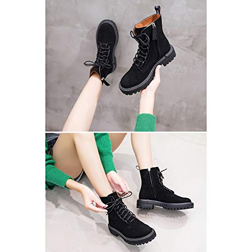 AFANG Botines Mujer Botas Bajo, Bloque Tacón Botas Invierno Antideslizante Empalme, Botines Tacon Alto Plataforma Zapatos Botas Martin Botas Cortas Casual Fiesta Clásico Comodos Botas Nieve,A,39