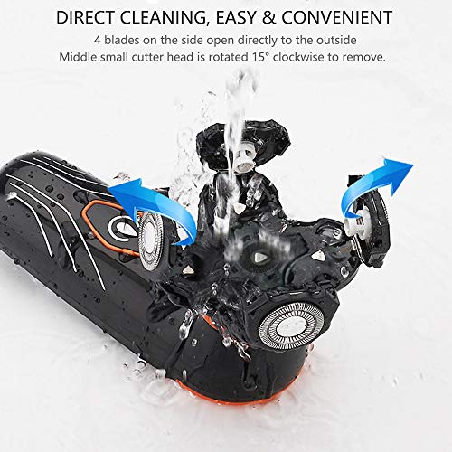 Afeitadora Corporal Electrica, Cortapelos Rasuradora de Cabeza Calva, Afeitadora eléctrica rotativa Húmedo y seco Recargable, Impermeable, Adecuados Para Hombres y Mujeres. (Negro)