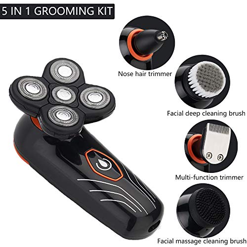 Afeitadora Corporal Electrica, Cortapelos Rasuradora de Cabeza Calva, Afeitadora eléctrica rotativa Húmedo y seco Recargable, Impermeable, Adecuados Para Hombres y Mujeres. (Negro)