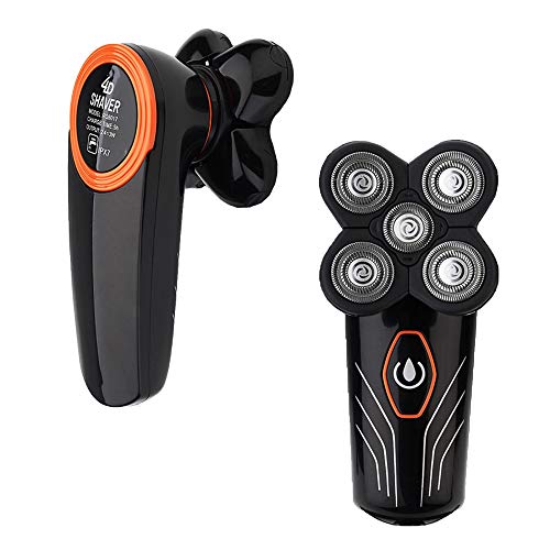 Afeitadora Corporal Electrica, Cortapelos Rasuradora de Cabeza Calva, Afeitadora eléctrica rotativa Húmedo y seco Recargable, Impermeable, Adecuados Para Hombres y Mujeres. (Negro)