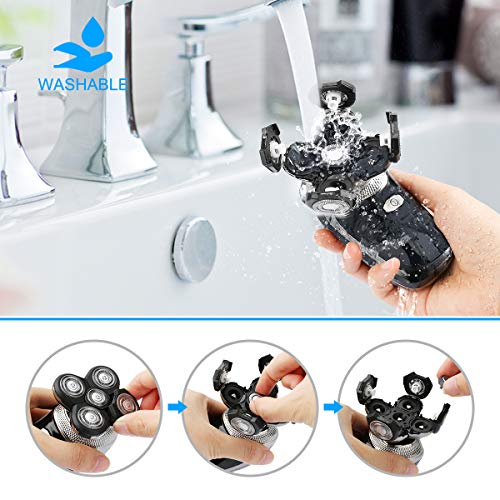 Afeitadora eléctrica 5 EN 1 Impermeable 4D Navaja flotante USB Afeitadora de cabeza calva recargable con cortapelos Recortador de barba Nariz Recortador de cabello Cepillo de limpieza facial