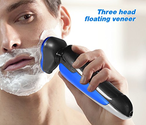 Afeitadora Electrica Hombre 3D Cabezas Flotantes Rotativa 4 En 1 Maquinilla Afeitar Uso en Húmedo, Seco Afeitadora Multifuncional para Bigote, Barba, Nariz, Limpieza facial con Pantalla LCD
