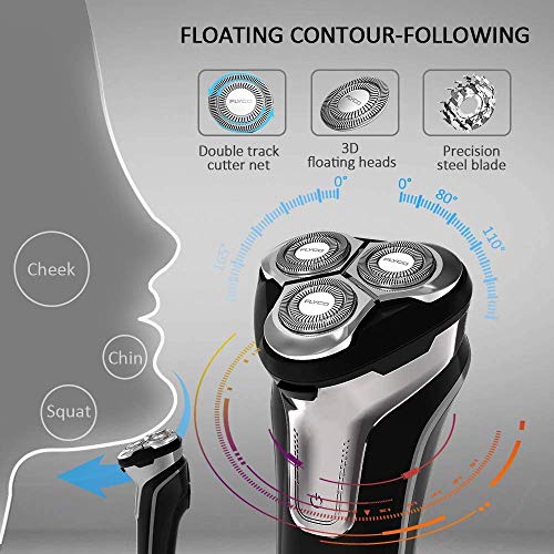 Afeitadora Electrica Hombre, FLYCO Máquina de Afeitar Inteligente con Display Digital, Uso en Húmedo y Seco, Bloqueo Inteligente para Viaje