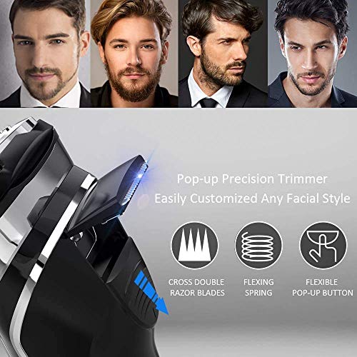 Afeitadora Electrica Hombre, FLYCO Máquina de Afeitar Inteligente con Display Digital, Uso en Húmedo y Seco, Bloqueo Inteligente para Viaje