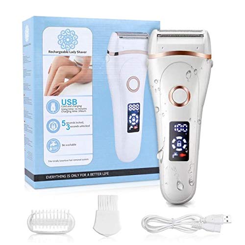 Afeitadora eléctrica indolora para mujeres: recortadora de bikini para todo el - Pack: blanco