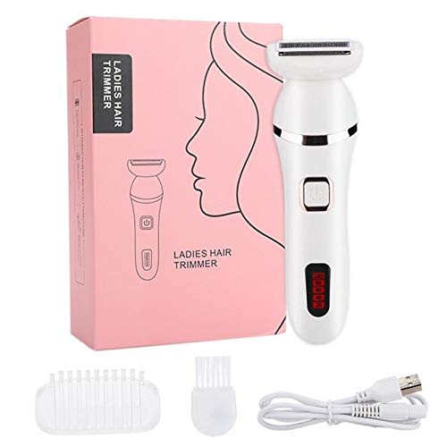 Afeitadora eléctrica indolora para mujeres: recortadora de bikini para todo el - Pack: blanco
