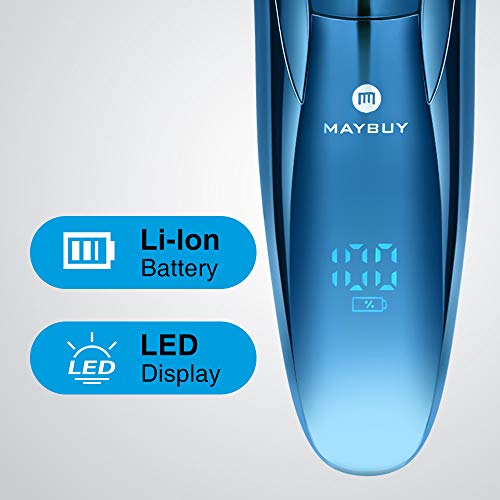 Afeitadora eléctrica para hombres, maquinilla de afeitar eléctrica rotativa recargable por USB con recortadora emergente y pantalla LCD, recortadora de barba profesional para hombres,Maybuy3069
