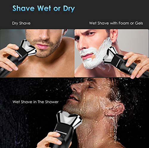 Afeitadora Eléctrica Rotativa Uso en Húmedo y Seco para Hombre, Máquina de Afeitar Eléctrica USB Recargable con Display Digital & Bloqueo de Viaje Inteligente