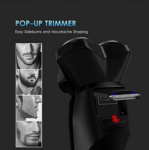 Afeitadora Eléctrica Rotativa Uso en Húmedo y Seco para Hombre, Máquina de Afeitar Eléctrica USB Recargable con Display Digital & Bloqueo de Viaje Inteligente