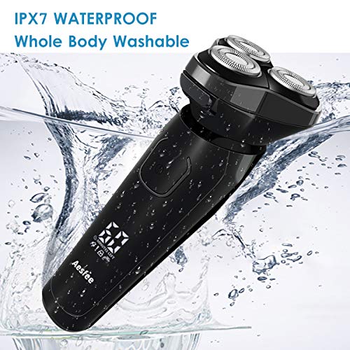 Afeitadora Eléctrica Rotativa Uso en Húmedo y Seco para Hombre, Máquina de Afeitar Eléctrica USB Recargable con Display Digital & Bloqueo de Viaje Inteligente