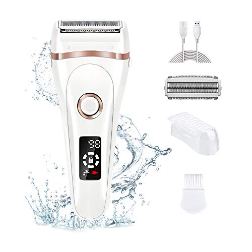 Afeitadora Femenina, Aottom Afeitadora Eléctrica para Mujer Impermeable Recargable con Pantalla LED, Uso en Seco y Húmedo, Eliminación del Vello Corporal para Cara Piernas Axilas y la Línea del Bikini