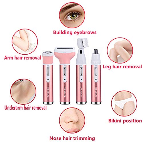 Afeitadora Mujer Femenina Recortadora Electrica Bikini Rasuradora Mujer Depiladora para Facial Piernas y Axilas, la Línea del Bikini (Rosado)