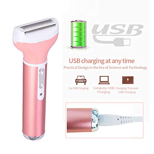 Afeitadora Mujer Femenina Recortadora Electrica Bikini Rasuradora Mujer Depiladora para Facial Piernas y Axilas, la Línea del Bikini (Rosado)