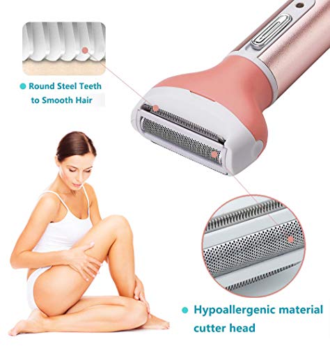 Afeitadora Mujer Femenina Recortadora Electrica Bikini Rasuradora Mujer Depiladora para Facial Piernas y Axilas, la Línea del Bikini (Rosado)