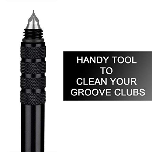 Afilador Estrías Palos de Golf Negro Profesional Groove Cleaner Herramienta Limpiar Hierros y Wedges - Mejora el Backspin y Control de la Bola- Kit Limpiar Ranuras Golf Club