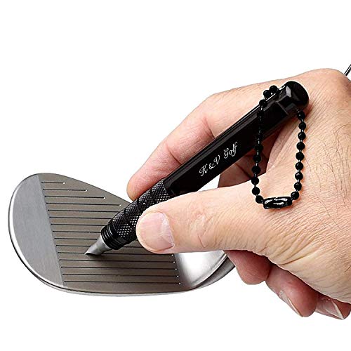Afilador Estrías Palos de Golf Negro Profesional Groove Cleaner Herramienta Limpiar Hierros y Wedges - Mejora el Backspin y Control de la Bola- Kit Limpiar Ranuras Golf Club
