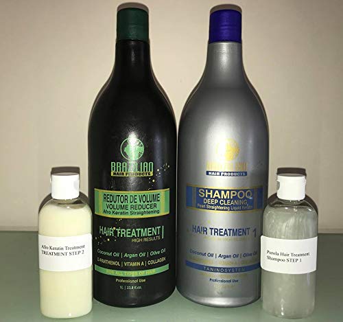 Afro brasileño sistema de alisado del cabello queratina tratamiento multi tamaño (2 X 100ML Champu y Queratina)