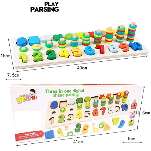 Afufu Juguetes Bebe 1 2 3 4 5 6 años Niños, Juegos de Madera Educativos Tablero de Conteo de Números de Apilamiento de Clasificación Matemática Aprendizaje de Juegos, Regalo de cumpleaños, Navidad