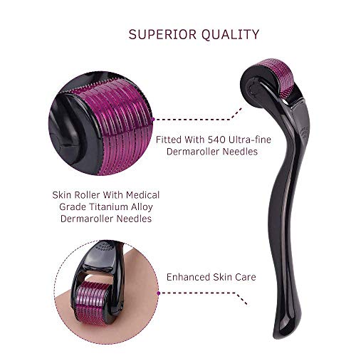 AG540 Titanio microneedle Derma Roller Cuidado de la piel para la cara, arrugas faciales, pérdida de cabello, estrías, crecimiento del cabello, microagujas profesionales, 3.0 mm
