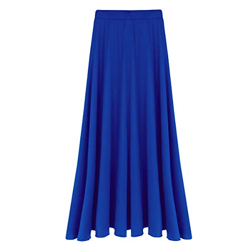 Agoky Falda Irregular de Danza para Mujer Falda Larga de Ballet Baile Flamenco Latino Tango Sevillanas Traje Falda Danza del Vientre Chica Dancewear Azul Medium