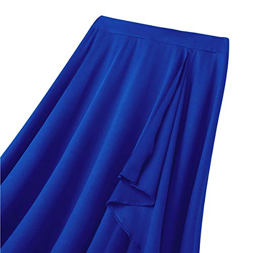 Agoky Falda Irregular de Danza para Mujer Falda Larga de Ballet Baile Flamenco Latino Tango Sevillanas Traje Falda Danza del Vientre Chica Dancewear Azul Medium