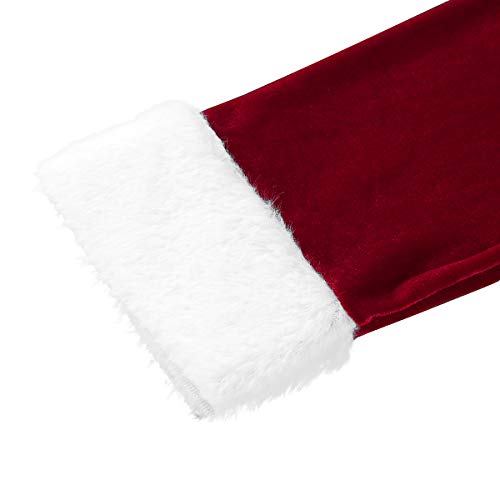 Agoky Traje de Navidad Mujer Vestido Largo de Princesa Manga Larga Disfraz de Papá Noel Fiesta Adulto Elegante Cosplay Santa Claus Christmas Dress Outfit Rojo 5X-Large