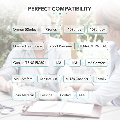 AGPTEK Adaptador de Corriente para Tensiómetro Omron 240V, 60Hz con Cable 2.3M Compatible M2 Basic,M2, M3, M3 Comfort, M6 Comfort, M7