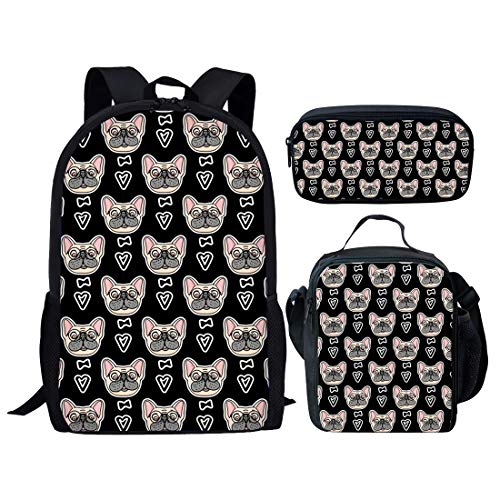 Agroupdream - Estuche escolar para niños y niñas, Bulldog francés (Negro) - Agroupdream