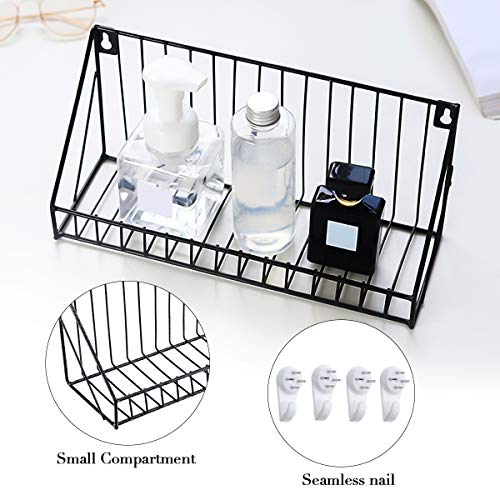 AGSIVO Estantería de Pared, 2pcs Estantería Colgante, Estantes Flotantes en Metálico Decoración de Pared para Sala de Estar, Cocina, Dormitorio, Baño (Negro)