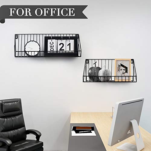 AGSIVO Estantería de Pared, 2pcs Estantería Colgante, Estantes Flotantes en Metálico Decoración de Pared para Sala de Estar, Cocina, Dormitorio, Baño (Negro)