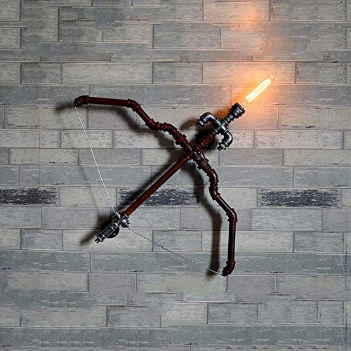 AGTRRYHZ Industria del Metal Retro del Tubo de Agua de Cupido Arco y la Flecha iluminación de la decoración Interior Pared del Hierro de Pared de luz