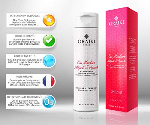 Agua Micelar Limpiadora y Tranquilizante con Caléndula y Aloe Vera Bio - Hidrata y Elimina las Impurezas en Profundidad - Formulado Científicamente para una Comodidad Absoluta