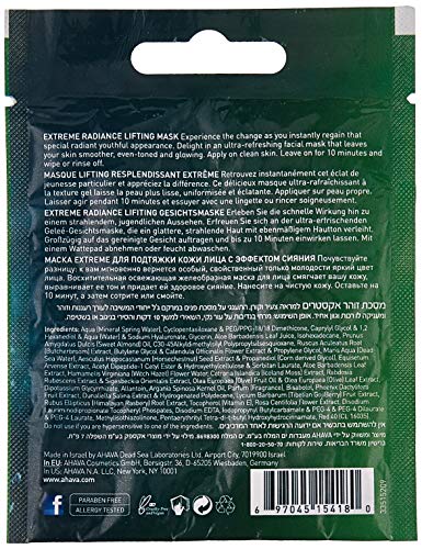 Ahava Time to Revitalize Extreme Radiance Lifting mascarilla para el rostro, 8 ml