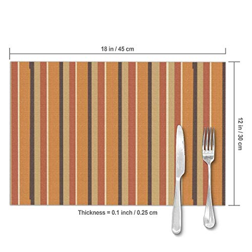 Ahdyr Manteles Individuales de Color Calabaza de otoño con Rayas de Especias de Calabaza para Mesa de Comedor Alfombrillas de café Antideslizantes Lavables de 18 x 12 Pulgadas, Juego de 6