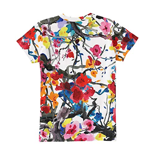 AHOMY - Camisetas para mujer con pintura al óleo, diseño de ciruelas de cerezo, cuello redondo, manga corta Multi6. XXL