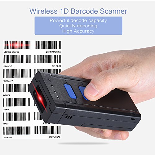Aibecy portátil Bluetooth inalámbrico 1d Laser Barcode Scanner lector de escáner de mano Soporte para Windows XP 7.0 8.0 10 Sistema IOS Android para Supermercado Biblioteca Express Empresas Ware Casa