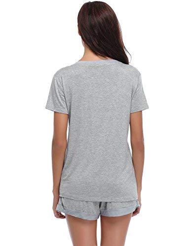 Aiboria Pijama Mujer Verano Corto Ropa de Dormir de Manga Ropa de Dormir Juego de salón Blando 2 Piezas Pijamas