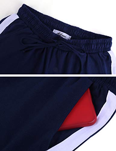 Aibrou 100% Algodón Pantalones Deportivos para Mujer Pantalones de Pijama Largos Primavera Verano Pantalón de Chándal con Bolsilpara Gimnasio Deportes Correr Entrenamiento Jogging